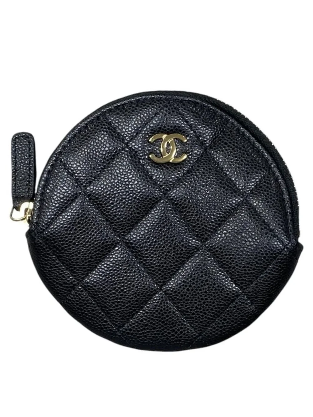 Chanel Coin Purse Quilted CC Logo Caviar Leather Black